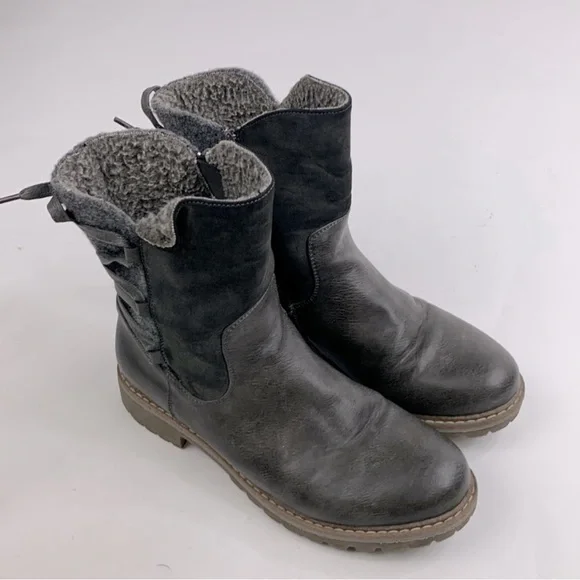 Patrizia By Spring Step Dawna Grey Multi Boots Size 39 (8-8.5) Gray Zip Sherpa - Picture 7 of 14